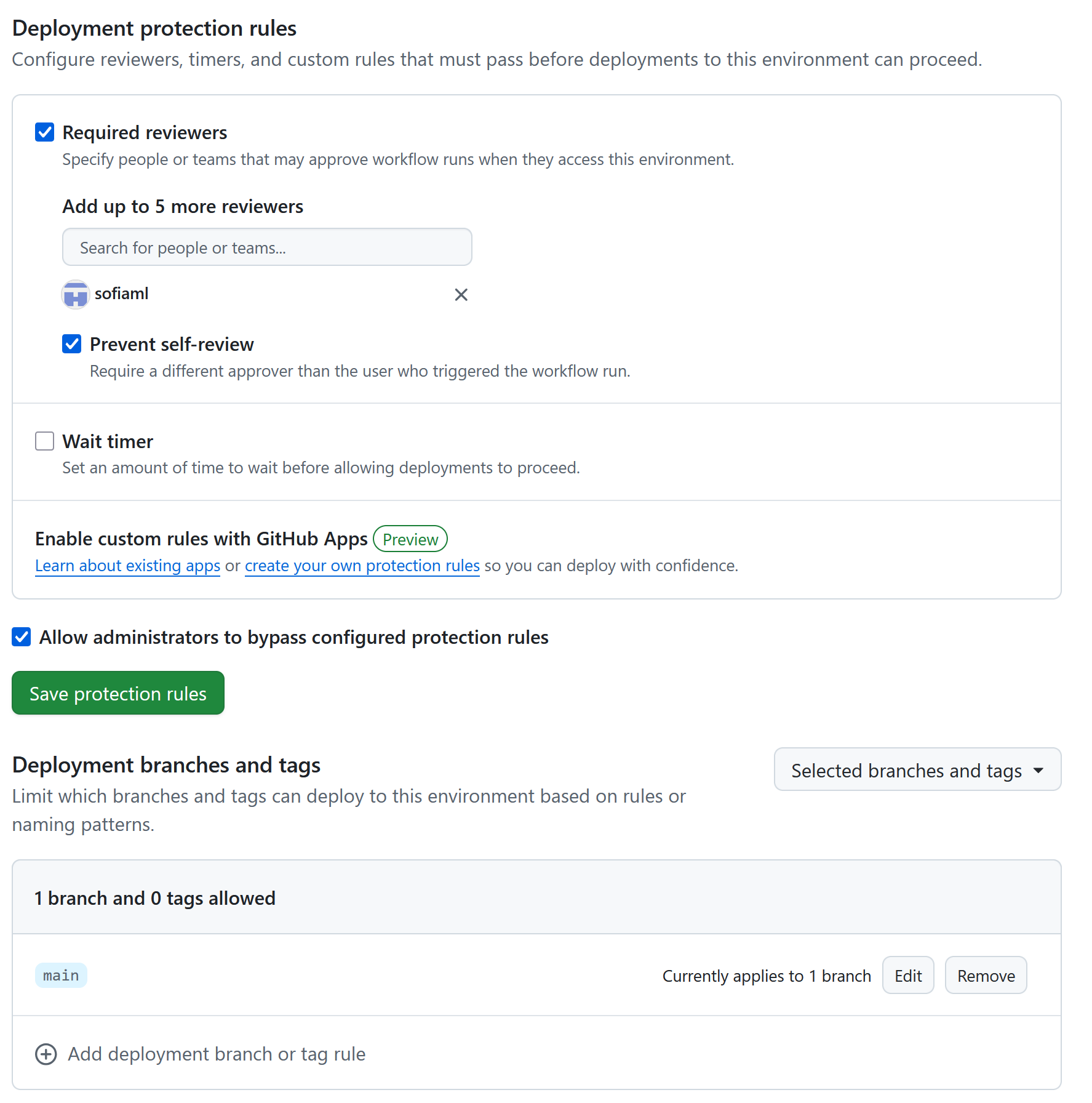 There are various protections one can enable for environments.
