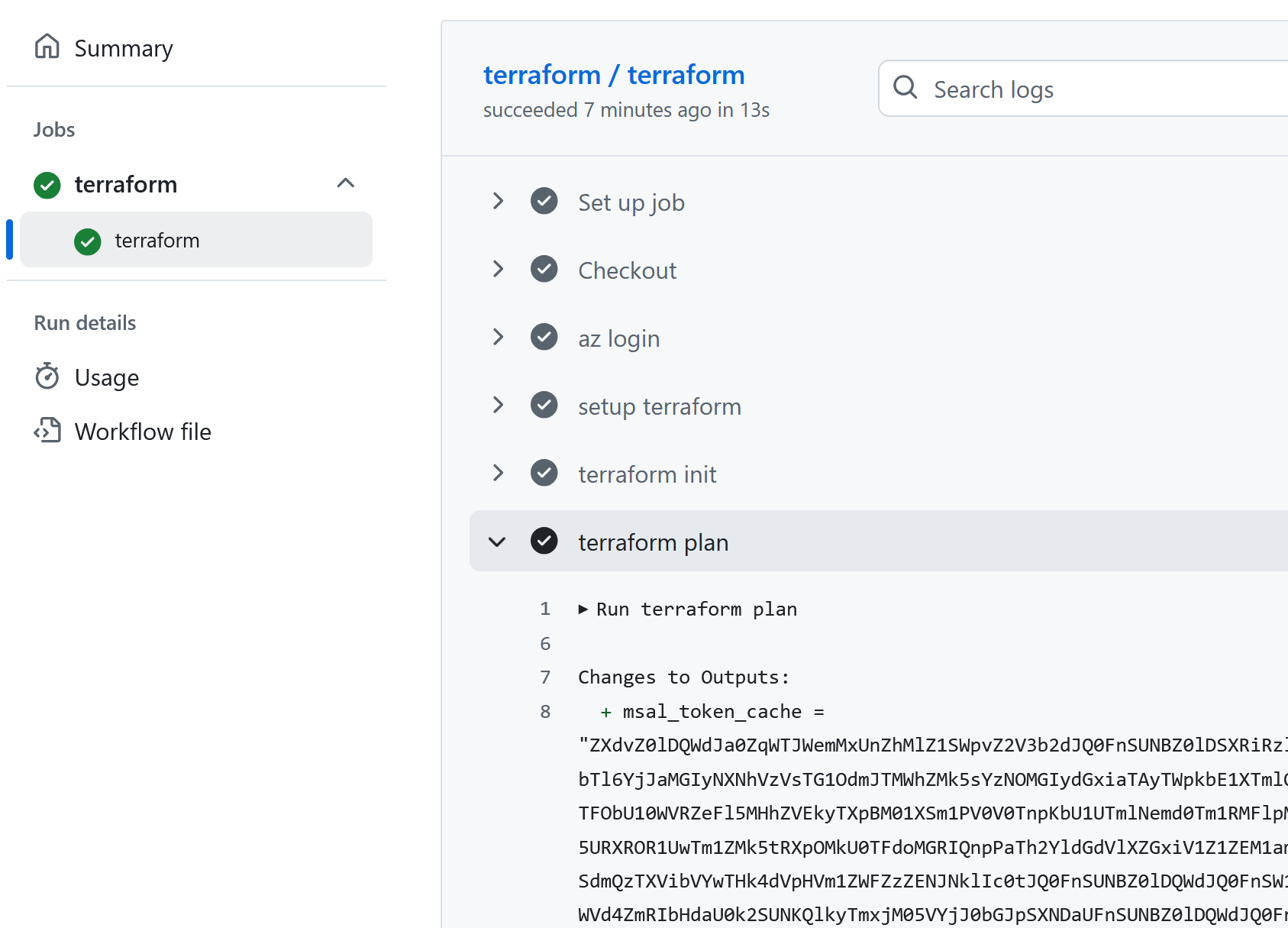 The 'terraform plan' step exfiltrates the Azure access token.